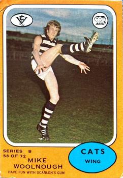 1973 Scanlens VFL #58 Mike Woolnough Front